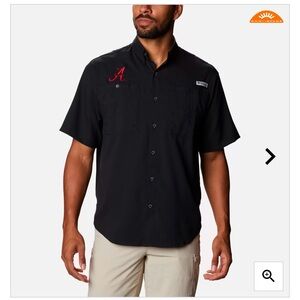 Columbia Collegiate PFG Tamiami Short Sleeve Shirt in Black Large, Alabama